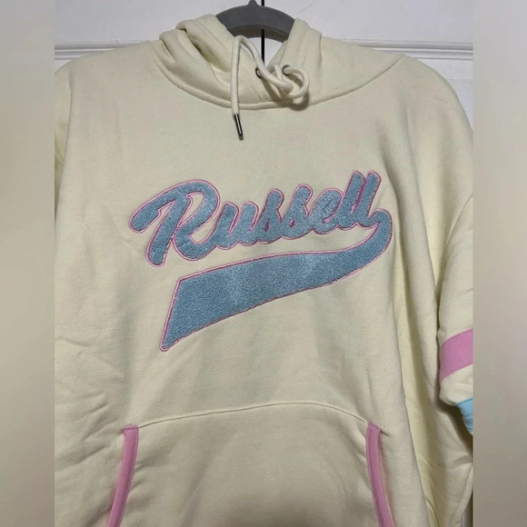 Russell Athletic Womens Vintage White Graphic Logo Hooded Sweatshirt Size Small - Picture 6 of 7
